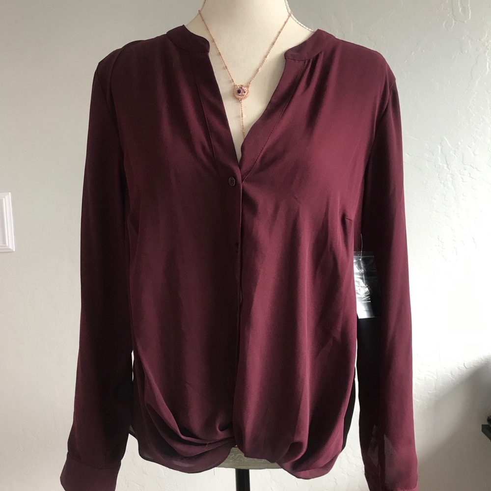 INC blouse, lovely burgundy, size M NWT